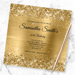 Invitation Faux Gold Parties scintillant et brillant Foil 40e