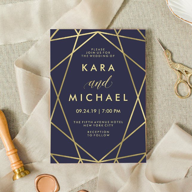 Invitation Faux Gold sur le Mariage géométrique moderne de la (Créateur téléchargé)