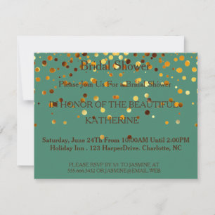 Invitation Faux Green Glittering Fab Confetti Sparkles Points
