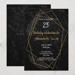 Invitation Faux marbre géométrique Anniversaire