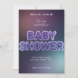 Invitation Faux Neon Baby shower Party