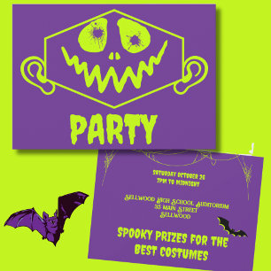 Invitation Faux Neon Fête d'Halloween du Monstre Whimsical