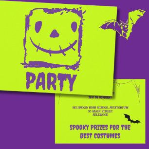 Invitation Faux Neon Halloween Party