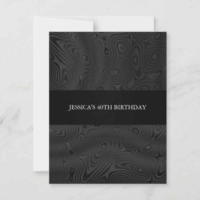 Invitation Faux Noirs Faux Tissus de soie Fête d'anniversaire (Devant)