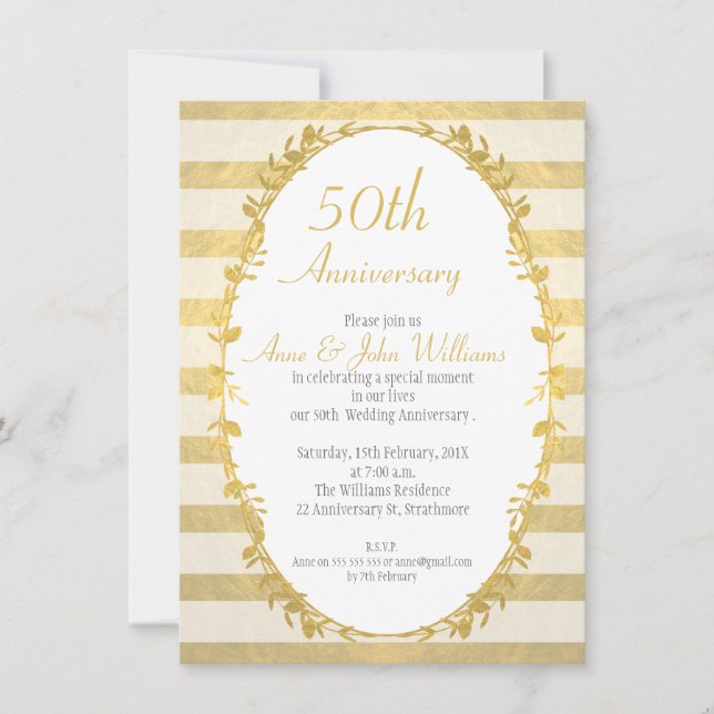 Invitation Faux Or 50e Anniversaire de Mariage (Devant)