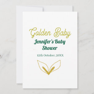 Invitation Faux or feuille d'or forêt verte enchantée baby sh
