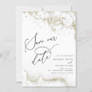Invitation Faux Or Pailleté Écriture Moderne Enregistrer la D