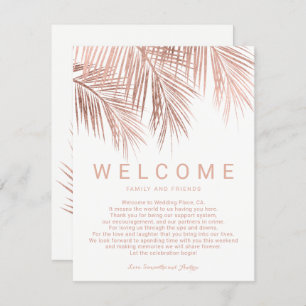 Invitation Faux or rose palmier tropical accueil mariage