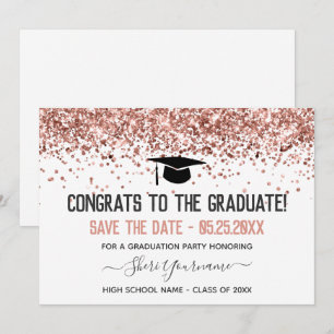 Invitation Faux Paillettes Fête de Remise des Diplômes Enregi
