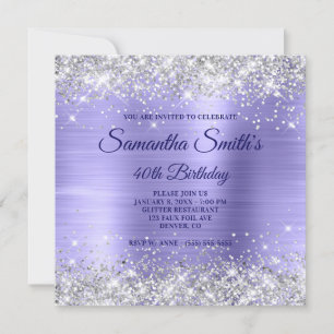 Invitation Faux Parties scintillant Argent Périwinkle Foil 40