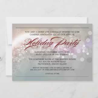 Invitation Faux Parties scintillant Bokeh Stars Corporate Hol