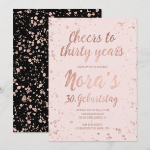 Invitation Faux rose en or confetti blush trente-troisième an