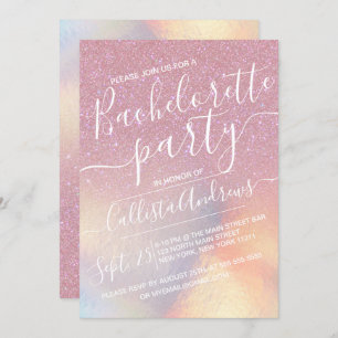 Invitation Faux Rose Faux Iridescente Parties scintillant Bac