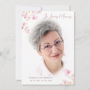 Invitation Faux Rose funéraire Gold Photo Rose Floral Branche