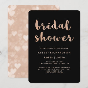 Invitation Faux Rose Gold et Black Fête des mariées