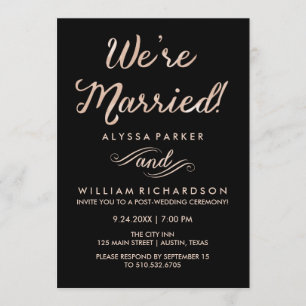 Invitation Faux Rose Gold et Black Post Mariage cérémonie