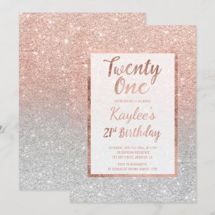 Invitation Faux rose gold faux parties scintillant silver chi