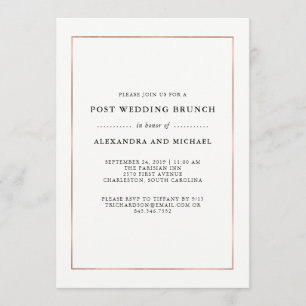 Invitation Faux Rose Gold Frontière Poste Mariage Brunch