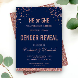 Invitation Faux Rose Gold Paillettes Fête de Révélation du Se