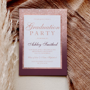 Invitation Faux rose or parties scintillant bordeaux  Graduat