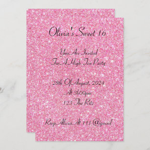 Invitation faux rose parties scintillant doux 16 anniversaire