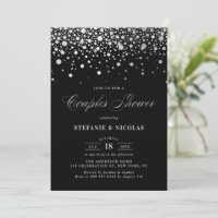 Faux Silver Foil Confetti Couples Noirs Douche