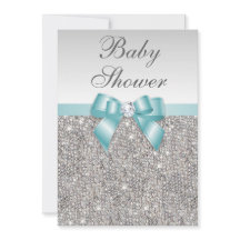 Faux Silver Sequins Baby shower bleu Turquoise