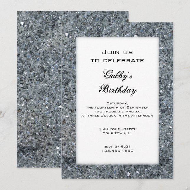 Invitation Faux Sparkle fête d'anniversaire (Devant / Derrière)