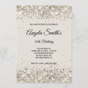 Invitation Faux Sparkly Platinum Parties scintillant Beige