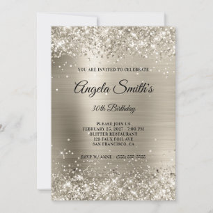 Invitation Faux Sparkly Platinum Parties scintillant Foil 30e