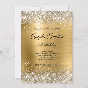 Invitation Faux Sparkly Platinum Parties scintillant or Monog