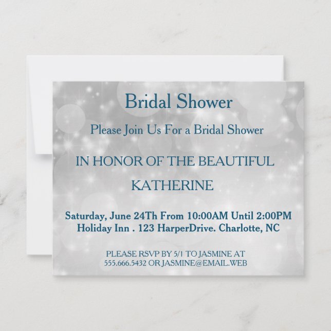 Invitation Faux White Glittering Fab Confetti Sparkles Points (Devant)