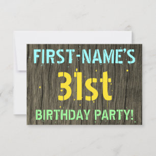 Invitation Faux Wood, Peint Texte Look, 31e anniversaire + No