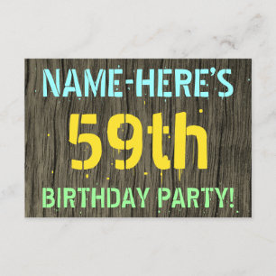 Invitation Faux Wood, Peinture Text Look, 59e anniversaire + 