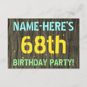 Invitation Faux Wood, Peinture Text Look, 68e anniversaire + 