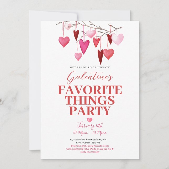 Invitation Favoris de la Saint-Valentin (Devant)