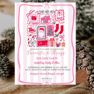 Invitation Favoris de Noël Coquette Rose Fêtes