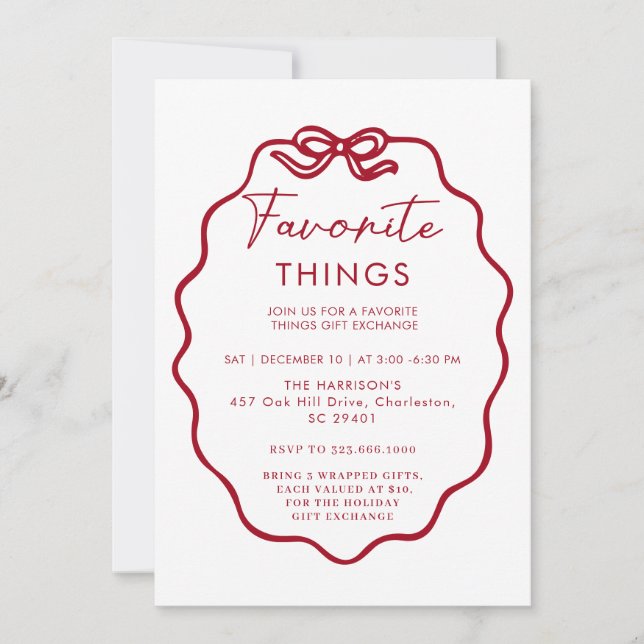 Invitation Favoris Fête - Mignonne et Festive B (Devant)