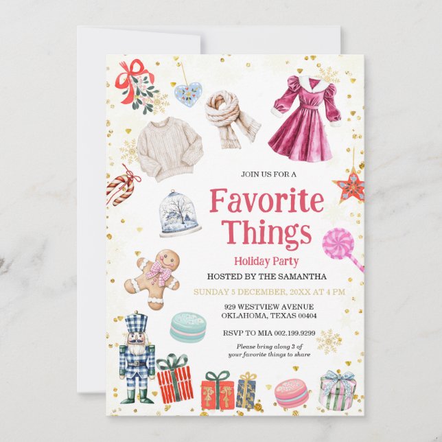 Invitation Favoris Fêtes de Noël Fête (Devant)
