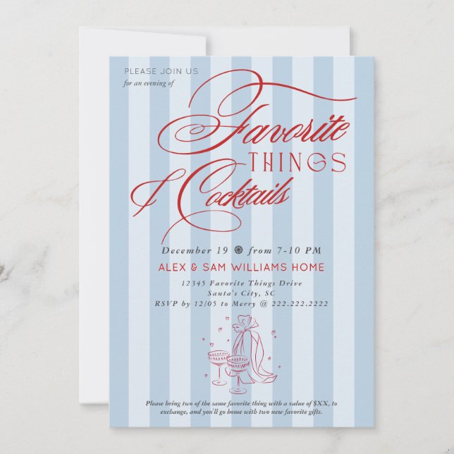 Invitation Favorite Things & Cocktails Holiday Gift Exchange (Devant)