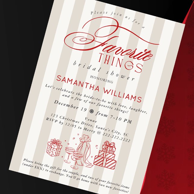 Invitation Favorite Things Gift Exchange Bridal Shower Brunch (Favorite Things Gift Exchange Bridal Shower Brunch Christmas Millennial Preppy Chic Invitation)