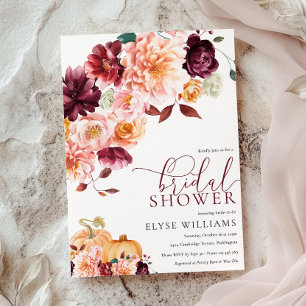 Invitation Faye Burgundy Automne Automne Fête des mariées Flo