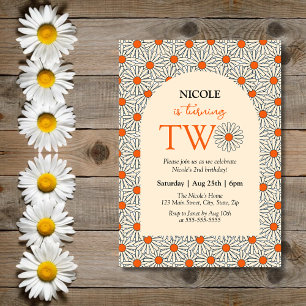 Invitation Fayère Orange Beige Arc Floral 2e Anniversaire