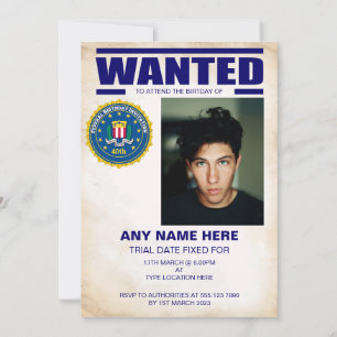 Invitation FBI fête d'anniversaire Recherchée