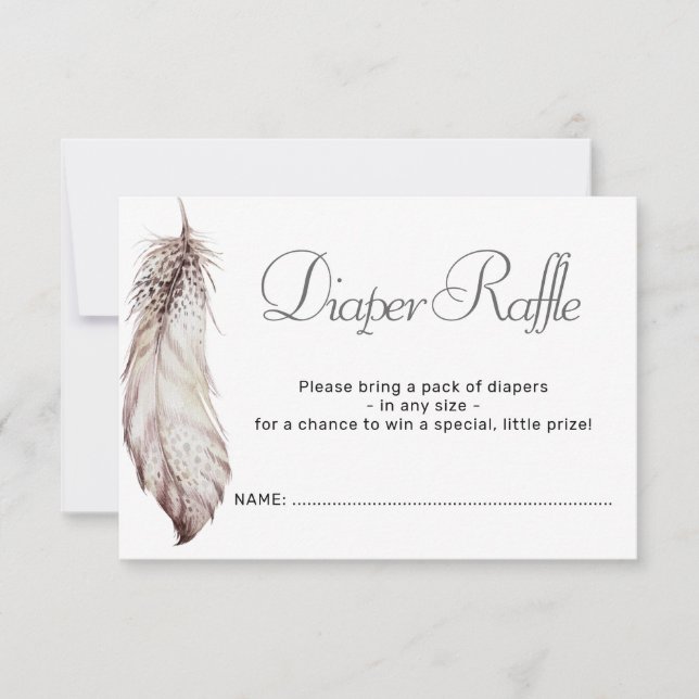 Invitation Feather Baby Montrer Genre Neutre Déchets Raffle (Devant)