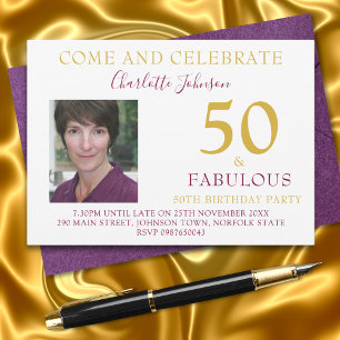 Invitation Féculine 50 ans et Fabuleuse Photo 50e anniversair