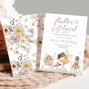 Invitation Fée anniversaire de fleurs sauvages