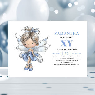 Invitation Fée Bleue Capricieuse 1er Anniversaire Pastel