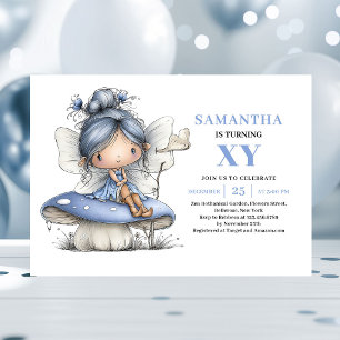 Invitation Fée Bleue Capricieuse 5ème Anniversaire Magique