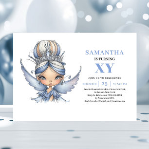 Invitation Fée bleue scintillante Fille 3e anniversaire Paste